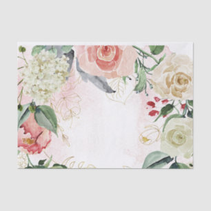 Rose Garden and Line Art Watercolor Print Tissue Paper