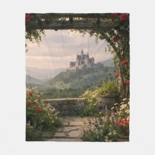 Rose Garden Arch Castle Fleece Blanket