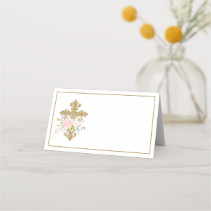 Rose Garden Baptism Folded Tent Place Card