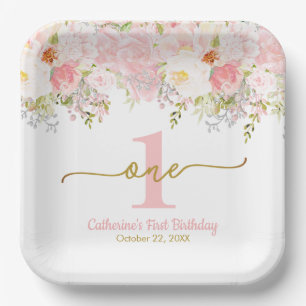 Rose Garden Baptism Personalized Paper Plates