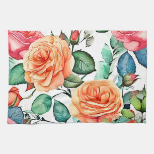 Rose Garden Bloom Design Tea Towel