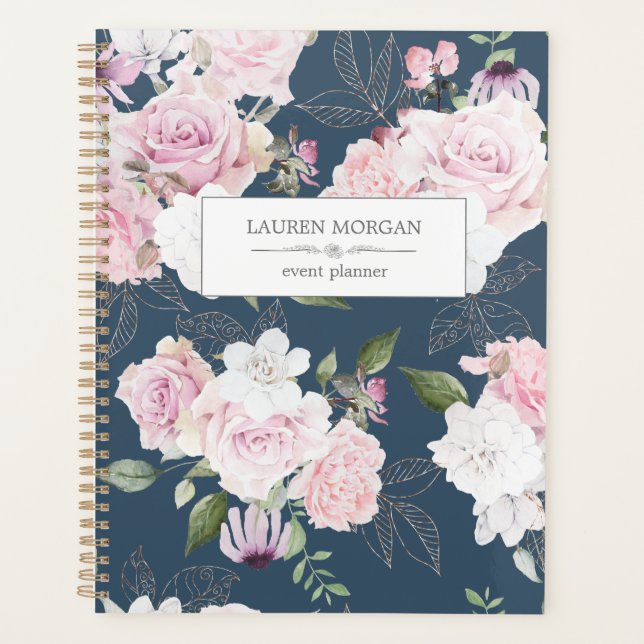 Rose Garden Blue | Personalised Planner (Front)