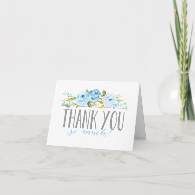 Rose Garden Blue | Thank You Card (Front)