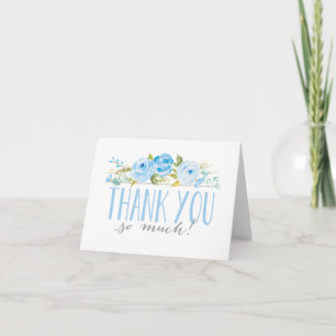 Rose Garden Blue Thank You Card