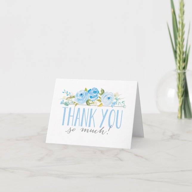 Rose Garden Blue | Thank You Card (Front)