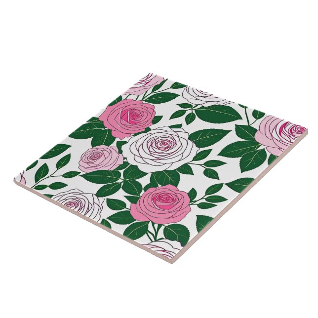 Rose Garden  Bold Line Art Ceramic Tile (Side)