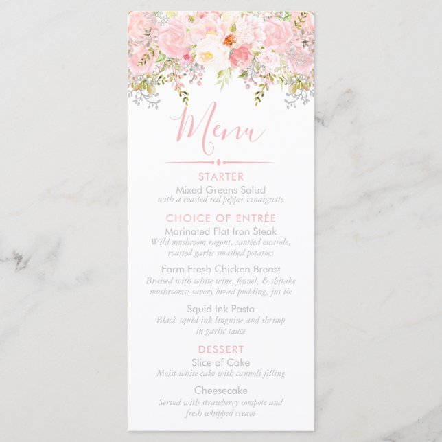 Rose Garden Bridal Shower Custom Event Menu (Front)