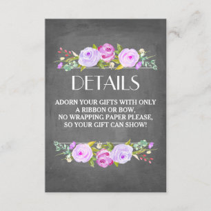 Rose Garden Bridal Shower Gift Wrap Insert Card