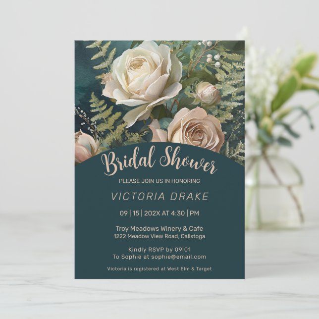 Rose Garden Bridal Shower Invitation (Standing Front)
