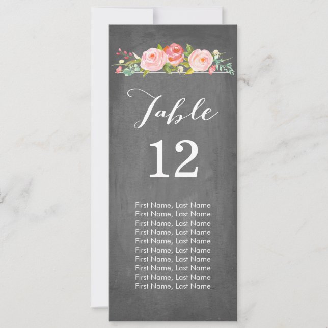 Rose Garden Chalkboard Individual Table Cards (Front)