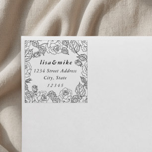 Rose Garden Couple Names Wedding Return Address Self-inking Stamp