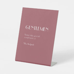 Rose Garden   Dark Rose Wedding Gentlemen Bathroom Pedestal Sign