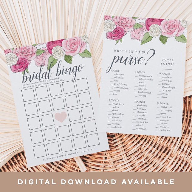 Rosé Garden Double-Sided Bridal Shower Game Card (Creator Uploaded)