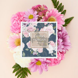 rose garden elegant floral square business card