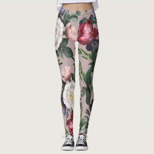 Rose garden fashion summer pretty rose pink leggings