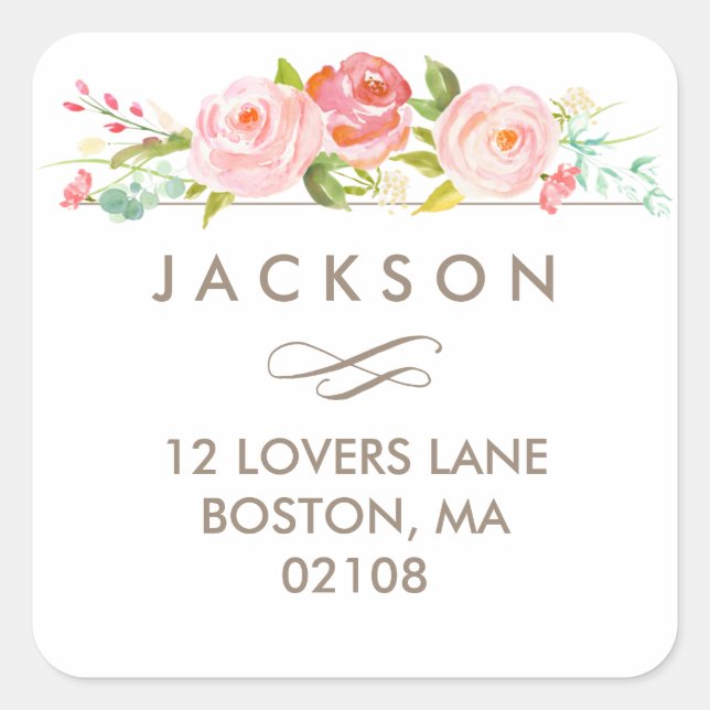 Rose Garden Floral Address Sticker (Front)
