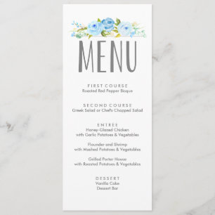 Rose Garden Floral Blue Menu