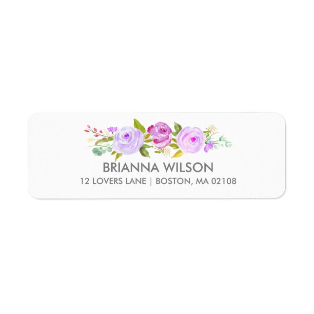 Rose Garden Floral Purple Return Address Label (Front)