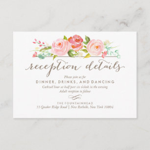 Rose Garden Floral Reception Wedding Card