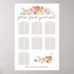 Rose Garden Floral Seating Chart 7 Tables