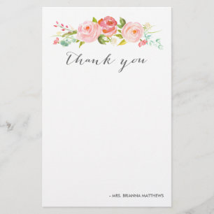 Rose Garden Floral Thank You Personalised Stationery