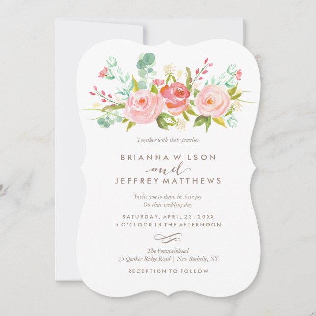 Rose Garden Floral Wedding Invitation (Front)