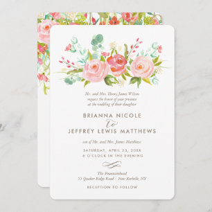 Rose Garden Floral Wedding Invitation