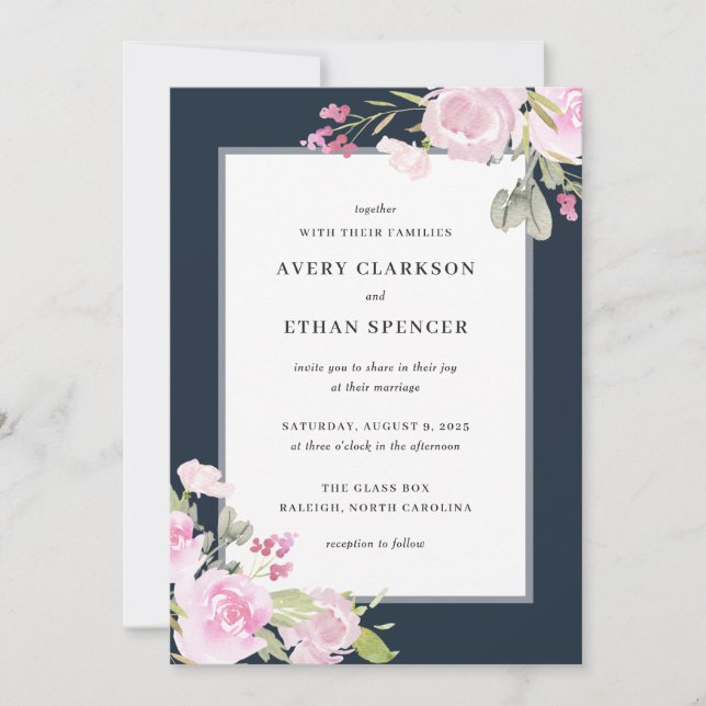 Rose Garden Floral Wedding Invitation ROS (Front)