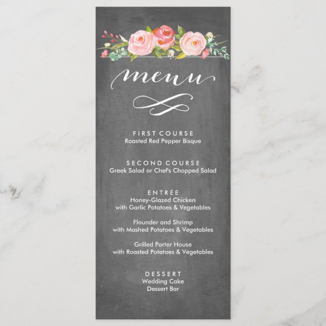 Rose Garden Floral Wedding Menu (Front)