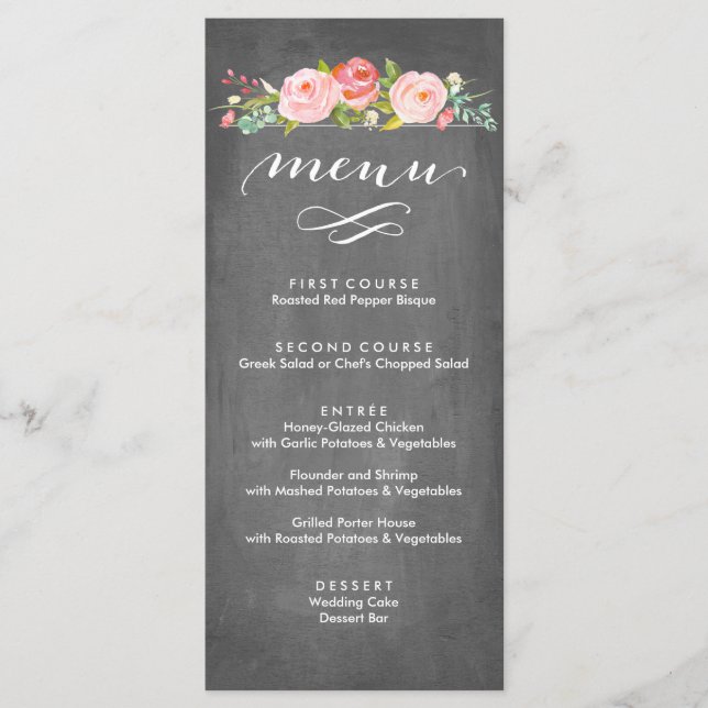 Rose Garden Floral Wedding Menu (Front)