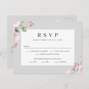 Rose Garden Floral Wedding RSVP Reply Card