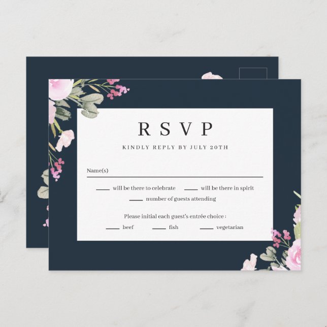 Rose Garden Floral Wedding RSVP Reply Card (Front/Back)