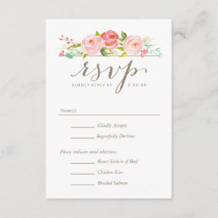 Rose Garden Floral Wedding RSVP with Menu Options