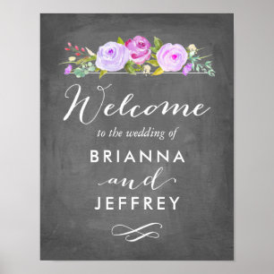 Rose Garden Floral Wedding Welcome Sign Chalkboard