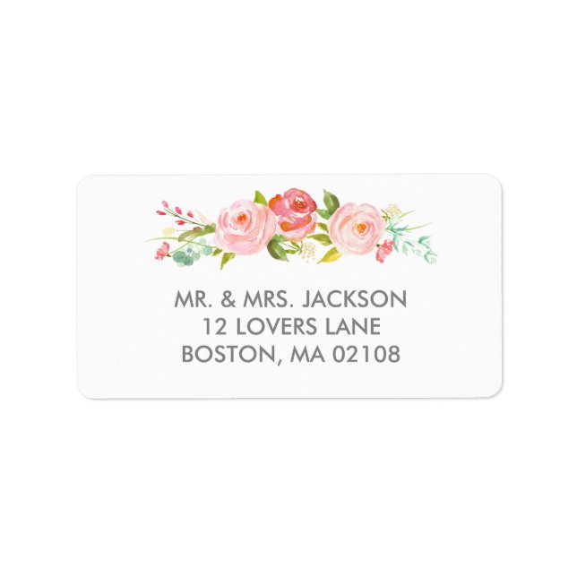 Rose Garden Floral White Address Label (Front)