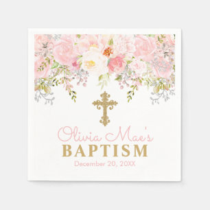 Rose Garden Girl Baptism Personalised Party Napkin