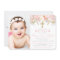 Rose Garden Girl Baptism Photo Invitation