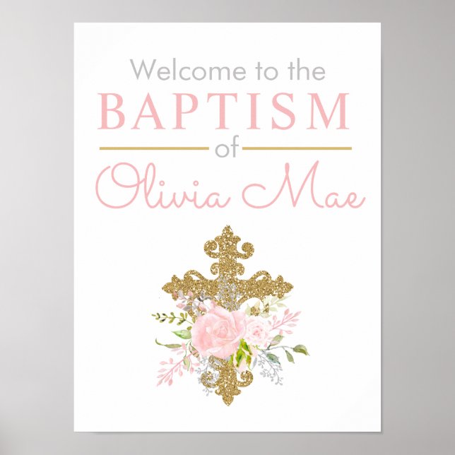 Rose Garden Girl Baptism Welcome Poster (Front)