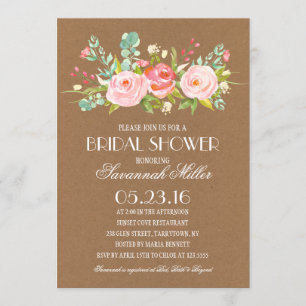 Rose Garden Kraft Bridal Shower Invitation