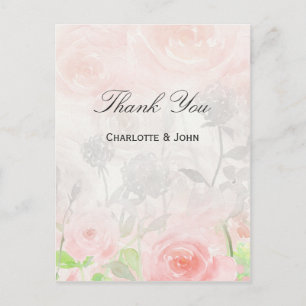 Rose Garden Modern Floral wedding Thank You notes Postcard