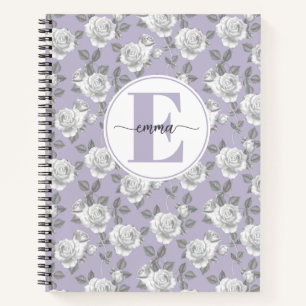 Rose Garden Monogram Lavender Notebook