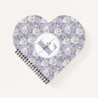 Rose Garden Monogram Lavender Notebook