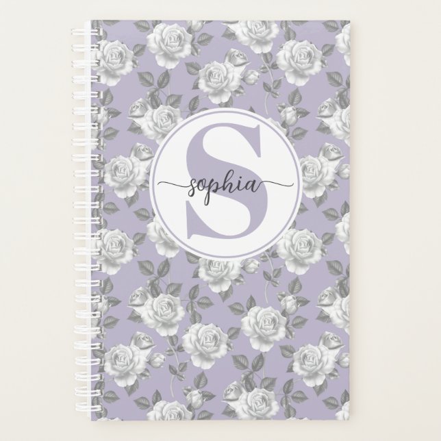 Rose Garden Monogram Lavender Planner (Front)