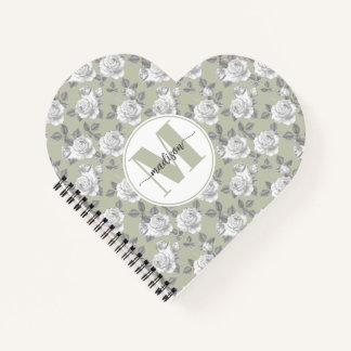 Rose Garden Monogram Sage Green Notebook