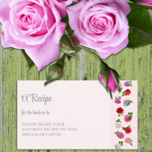 Rose Garden Party Bridal Shower Recipe Enclosure Card