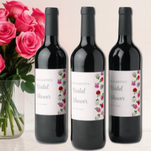 Rose Garden Party Bridal Shower Wine Label