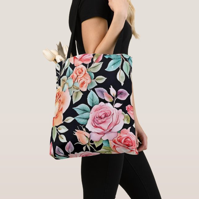 Rose Garden Pattern Design Tote Bag (Close Up)
