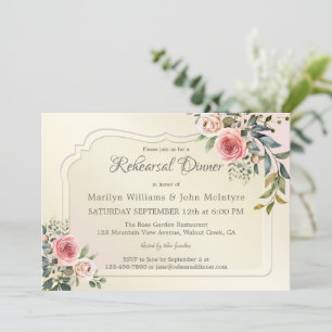 Rose Garden Photo Wedding Rehearsal Dinner Invitation