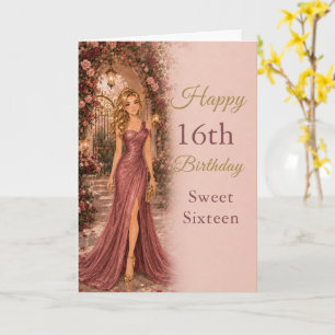 Rose Garden Sweet Sixteen Birthday Card