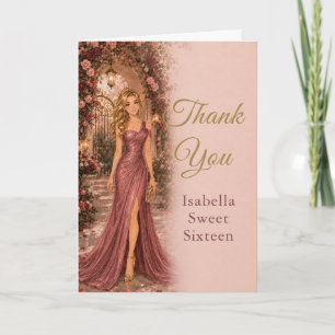 Rose Garden Sweet Sixteen Thank You Card